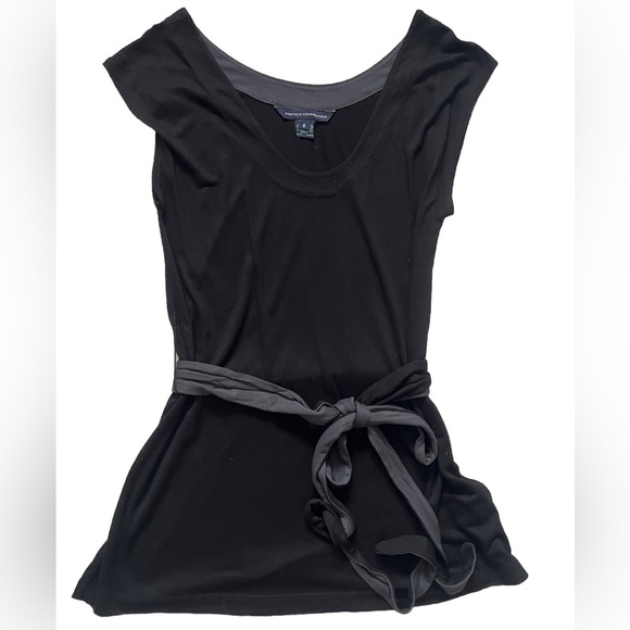 French Connection Black Tunic Gray Tie Like New! S - Picture 6 of 9